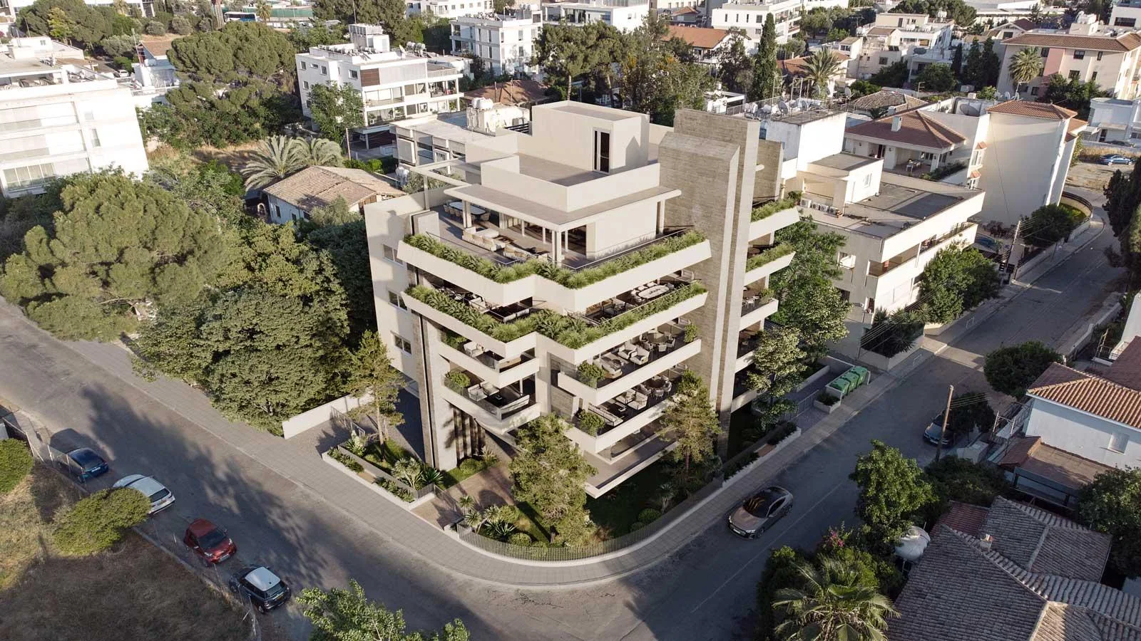 Oak Tree Residences Engomi Nicosia aerial view